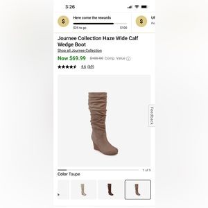 Barely worn Journee Collection tall wedge, wide calf boots, size 7.5